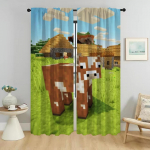 Kardinad elutuppa Kardin tuppa 2 paneeli Mine-crafts Varjud Kodu sisekujundus Kardinad Vahesein Halloweeni kaunistus Laps W107xH160cmx2pcs-CL