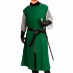K&auml;sitsi valmistatud tikandid Keskaegne Halloweeni r&uuml;&uuml;tel viikingite tuunika Cosplay kost&uuml;&uuml;m Varrukateta s&auml;rgid Meeste kost&uuml;&uuml;mid Renaissance Surcoat Tabard LARP S roheline