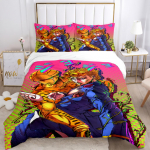 JOJO anime prinditud kolmeosaline voodipesukomplekt, moeartikkel poistele v&otilde;i t&auml;iskasvanutele voodipesu jaoks, tekkkatted, padjap&uuml;&uuml;rid, voodipesukomplekti kingitus EU single(135x200cm)