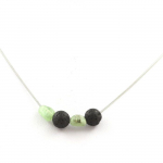 Collier - A Bijoux - Apatite verte de Madagascar - Lave 8 mm - Acier inoxydable - Longueur 45 cm