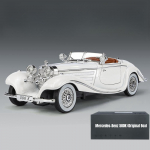 1/24 Mercedes-Benz 500K Klassikaline Vintage Auto M&auml;nguasi Lastele Valatud Sulamist Miniatuurmudel Heli Valgus Kogumik Kingitus Poistele valge