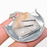 Black Rutile Handmade 925 Sterling Silver Jewelry Pendant 1.81 o9f30