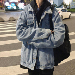 Meeste retro Hongkongi stiilis teksajakk - Jaapani Harajuku ja Korea m&otilde;ju XL helesinine v&auml;rv