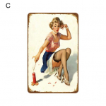 Plakatid, plekist tahvlid, prinditud seksikas peen retrostiilis naise mustriga plekk-sildiplaat koju C