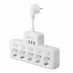 EL pistik S&otilde;ltumatu l&uuml;liti Seinale paigaldatav Pistikupesa 5 vahelduvvoolu Euroopa standardpistik V&otilde;rgufilter 3 USB 1 C-t&uuml;&uuml;pi pordiga Laadimine valge