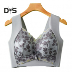 Naiste lilleline pitsrinnahoidja, mis katab t&auml;ielikult katvat alusrinnahoidjat, suures suuruses Push Up spordipesu &Otilde;mblusteta t&otilde;stev rinnahoidja raskete rindade jaoks M sinine/hall