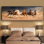 Moodne kuus jooksvat must ja kuldne hobune, loomal&otilde;uendi maalimine plakatid ja tr&uuml;kised Elutoa sisekujunduseks m&otilde;eldud seinapilt ilma raamita 20*40cm