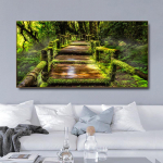 Moodne maastik Roheline mets Puidust silla l&otilde;uendi maalimine Plakatid ja v&auml;ljatr&uuml;kid Seinapildid elutoa kodukaunistuse jaoks Ilma raamita 20*40cm