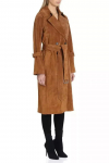 Trenchcoat Suede Nahk Ehtne Naiste Pruun Lambanahk K&auml;sit&ouml;&ouml; Pikk Pidulik Stiilne S pruun