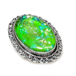 Green Triplet Opal Handmade 925 Sterling Silver Jewelry Ring Size 9 a3z27