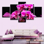L&otilde;uendi seinakunst Pilt Moodne kodukaunistus elutuppa 5 t&uuml;kki roosa orhidee lillemaalid Modulaarsed v&auml;ljatr&uuml;kid Plakatid Raam Ilma raamita 20x35cm*2 20x45cm*2 20x55cm*1