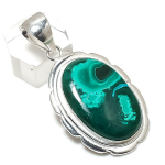 Malachite Gemstone Handmade 925 Sterling Silver Jewelry Pendant 2.05 i9s92