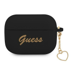 Guess Guaplschsk Airpods Pro Cover Czarny/Black Silicone Charm Heart Collection
