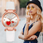 Love Ladies Watch Nahast rihmaga analoog kvarts Fashion temperament naiste k&auml;ekell One Size valge