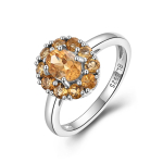 Suurep&auml;rane ja elegantne naturaalse tsitriiniga 925 sterlingh&otilde;bedast s&otilde;rmus naiste s&uuml;nnip&auml;eva- ja aastap&auml;evakingituseks US RING SIZE:6# valge