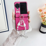 Nahast k&auml;epael, p&auml;rlitega liblikas telefoni&uuml;mbris OPPO Find N3 N2 Flip N3flip N2flip 5G jaoks, k&otilde;va p&otilde;rutuskindel kaitse&uuml;mbris OPPO Find N2 Flip Heleroosa