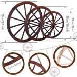 3 tk. Puidust vaguni rattad, 12/10/8 tolli l&auml;&auml;nepoolse seinariiputusega vintage stiilis talumaja maal&auml;hedased vagunirattad
