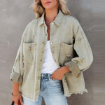 Naiste mood vabaaja &uuml;hev&auml;rviline pikkade varrukatega teksajakk L