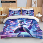 10 suurust Pokemon Mewtwo tr&uuml;kiga voodipesukomplekt multikas anime tekikott tekk padjap&uuml;&uuml;r poisid t&uuml;drukud lapsed t&auml;iskasvanud king suurus kingitus 140x200cm 3pcs