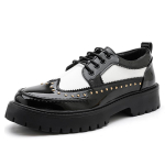 Luksusbr&auml;ndi Brogue Meeste Kingad Valged Paksude Taldadega Vabaaja Briti Stiilis Mugavad Oxford Kingad Paeladega K&otilde;rge Kvaliteediga Meeste Kingad 46 black