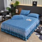 S&uuml;gis Talv Uus Taffeta &Uuml;hekohaline Voodiseelik Prantsuse Pitsi &Auml;&auml;ris Fliisist Paksenenud Korallfliisist Voodikate 120X200cm only sheet gray