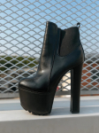 Moodsad 16CM Paksude Kontsadega Kingad Naistele Platvormiga Elastse Rihmaga K&uuml;lgmise T&otilde;mblukuga Chelsea Saapad Must Pahkluusaapad Zapatos Para Mujeres 34 must
