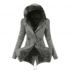 Talvine sulemantel polsterdatud karvase kapuutsi ja taskutega T&otilde;mblukuga Parka Tuulekindel soojust hoidev Igap&auml;evane k&uuml;lma ilmaga v&auml;lisriiete jope S tumehall v&auml;rv