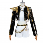 Rumi Zoey Mira Cosplay Naised T&uuml;drukud Kpop Deemonik&uuml;tid Must Kuldne Laulmis Kost&uuml;&uuml;m Halloweeni Pidu Rollim&auml;ngu Riietus &Uuml;likond XXXL