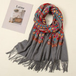 Moodne talvine ka&scaron;miirsall naistele tikitud lilleline pashmina stool soe paks tekk sallid ja hijabd