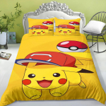 Multikas armas Pikachu mustriga pingulduslina, magamistoa tr&uuml;kitud voodikate padjapuuriga, voodipesukomplekt (1/2 padjap&uuml;&uuml;r) 90x200x30cm