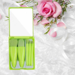 5 tk Travel Size meigipintslite komplekt Mini meigipintslid, v&auml;ike t&auml;isfunktsionaalne kosmeetikapintslite komplekt &uuml;mbrise ja Mirror Perfe'iga white