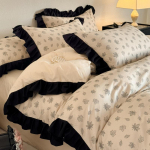 Prantsuse stiilis puuvillane neljaosaline komplekt 100% puuvillased linad pitsiga tekikott pastoraalse stiiliga voodipesu 1.2m three-piece set