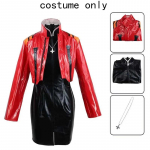 Katsuragi Misato Cosplay Kost&uuml;&uuml;m Halloween Katsuragi Misato T&auml;iskomplekt Punane Jakk Kleit Kaelakee Parukas Anime &Uuml;htne Misato R&otilde;ivad L