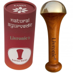 Ayurvedic Kansa Wand Massager for face, Body & Foot | Kansa Vati Foot Massager with Teak Wooden Handle | for Body Wellness, Detox & Relaxation 5 Inches pruun