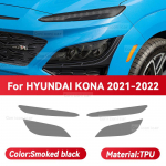 HYUNDAI KONA 2021 2022 Auto Esitulede Must TPU Kaitsekate Kile Esitulede V&auml;rvimuutev Kleeps Tarvikud Smoked black