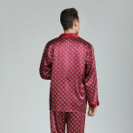 2025. aasta uus meeste pikkade varrukatega siidist satiinist klassikaline tr&uuml;kitud pidžaamakomplekt Luksuslik siidine pidžaama magamisriiete komplekt XXXL