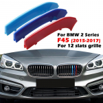 12 liistuga neeru esiv&otilde;re kleebis Triibuline katteklambri trimm BMW F45 F46 Active / Gran Tourer 2015- M-Sport jaoks Grille Clip