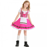 Laste Saksamaa Oktoberfest Kost&uuml;&uuml;m Baieri Dirndl &Otilde;lut&uuml;druk Teenijat&uuml;druk Ruuduline Kleit Traditsiooniline Rahvuslik Esitus Cosplay Kost&uuml;&uuml;m XS roosa