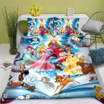 Disney printsessi seeria 100% pol&uuml;ester voodipesukomplekt Tekikott Kodu jaoks 3-osaline komplekt 1 tekikate Anime armas tr&uuml;kitud multikas EU Single(135*200cm)3pcs