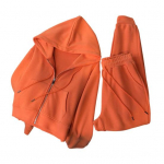 Naiste Kaheosaline Dressipluus Pikkade Varrukatega Lukuga Kapuuts ja Sweatpants Komplekt Vabaaja S&uuml;gisene Aktiivne Jooksu Riietus XL oranž