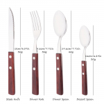 4 tk Puidust K&auml;epidemega S&ouml;&ouml;giriistade Komplekt Peegel 304 Roostevaba Teras S&ouml;&ouml;giriistad Puidust K&auml;epide Lusikas Nuga Kahvel &Otilde;htus&ouml;&ouml;gi Lauan&otilde;ude Komplekt K&ouml;&ouml;k