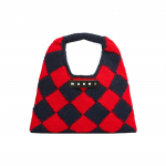 Marni Market Kirjaga Plaaster Geomeetriline Muster Tehnoloogia Akr&uuml;&uuml;lkootud K&auml;sikott Keskmine Naiste kott Sinine Punane SHMH0049A0FW305CHB80 Basic Set (Bag+Dust Bag)