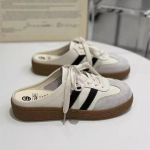 Valged pehme tallaga Saksa treeningjalatsid, uued baotou poolpapud, retro heeled vabaaja spordijalatsid 35【strength factory-take on export trade】 must