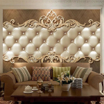 Euroopa stiilis 3D tapeet Retro pehme rull lilled Fototapeedid Elutuba TV magamistuba taustaseinamaaling 200 cm(W) x 140 cm(H) beige
