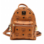MCM Stark Klassikaline Kahepoolne Neetidega Kaetud L&otilde;uend ja Nahkse Viimistlusega Seljakott Mini Unisex seljakott Pruun Konjak MMKAAVE13CO001 Basic Set (Bag+Dust Bag)