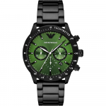 Emporio Armani Mario Roheline Must Metall Meeste Kvarts Kronograaf K&auml;ekell AR11472 roheline