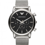 Emporio Armani Luigi XLarge Must Roostevabast Terasest Milanese Meeste Kvarts Kronograaf K&auml;ekell AR1808 must