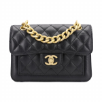 Chanel 23s Kuldne Pandla Tofu Kott Veisenahast Klapp-Messengeri Kott &Uuml;he &Otilde;la Crossbody Kott Tavaline Naiste Must Box(Basic Set+Box) must