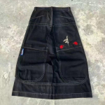 GLYDE Y2K Moodsad L&otilde;dvad Sirged Teksap&uuml;ksid T&auml;navahip Hop Vintage &Uuml;legabariidilised Laiad P&uuml;ksid Unisex P&otilde;randat P&uuml;hkivad Teksap&uuml;ksid M black
