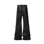 Streetwear Must Vahatatud Nahast Venivad Teksap&uuml;ksid Meestele Ropa Hombre Kottis Y2k Laienevad P&uuml;ksid &Uuml;legabariidilised Sirged Denim P&uuml;ksid L must
